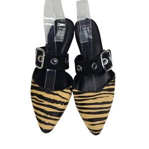 Bleecker & Bond calf fur leather Mary Jane style slip-on mules size 10